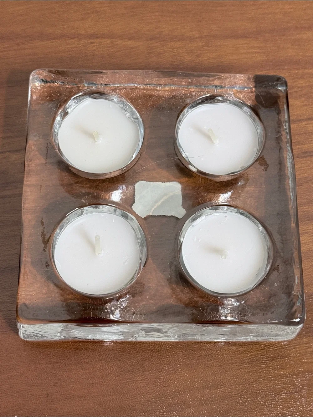 Crate&Barrel Clear Glass Four-Tea Light Candle Holder